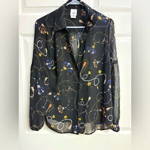 Cabi small Black Patterned Blouse